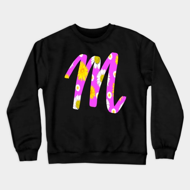 Letter m purple cursive  personalized custom name monogram initials Alphabet M capital letter M Crewneck Sweatshirt by Artonmytee